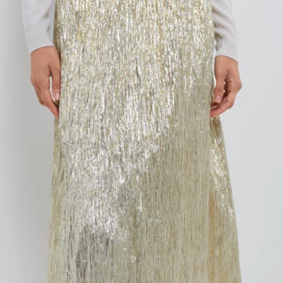 Hyacinth House Gold Metallic Plisse Gloria Maxi Skirt Women's XS - Picture 6 of 6